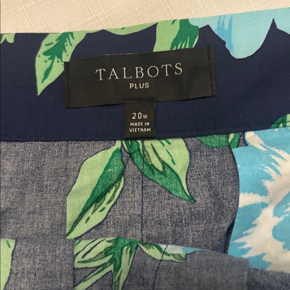 Talbots Navy Piper Pleated Midi Skirt SZ 20W Plus Size A Line full skirt floral - Picture 3 of 11